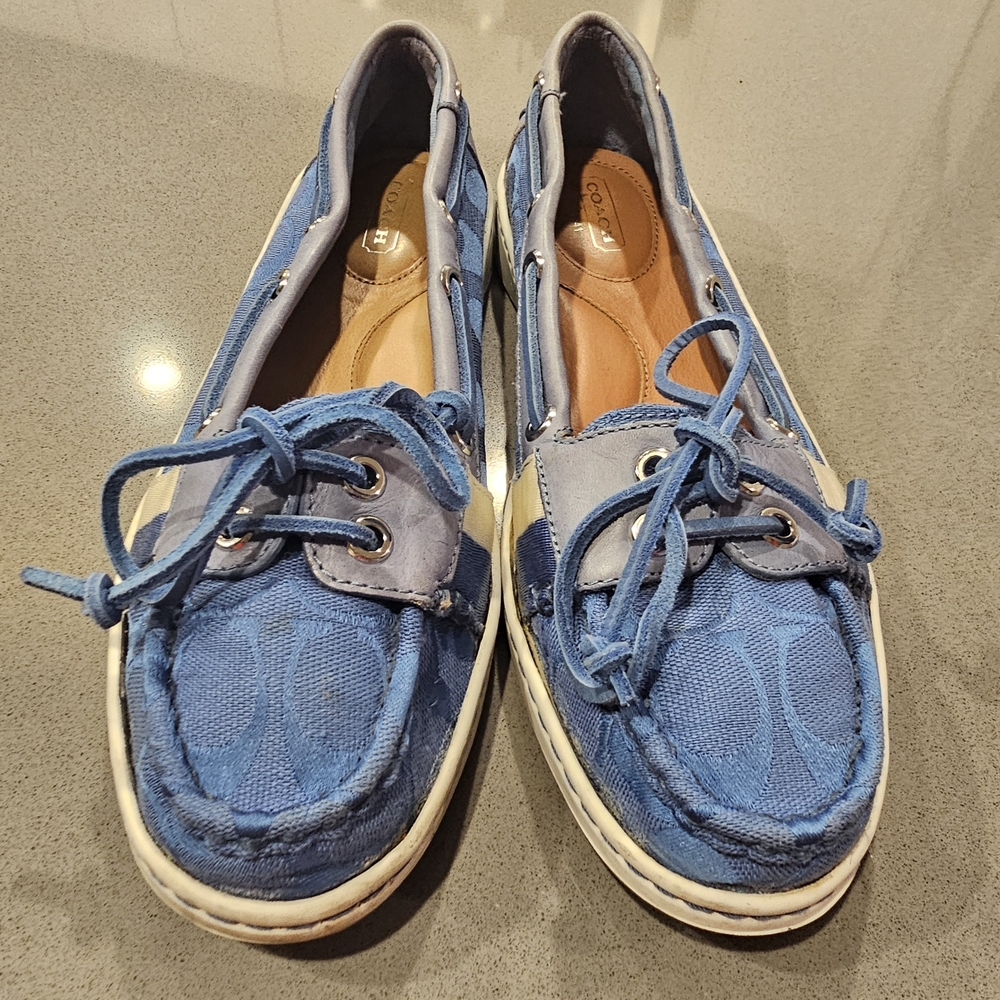 Coach Rainy Blue and White Canvas Shoes Size 8M